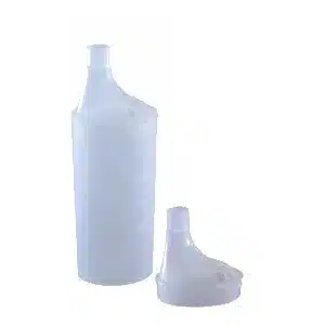 Drickmugg med lock och pip i transparent lila plast