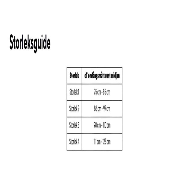 Bråckband vid ljumskbråck storlek 1 – storleksguide Storleksguide för Bråckband vid ljumskbråck storlek 1 med höftmått 75–85 cm