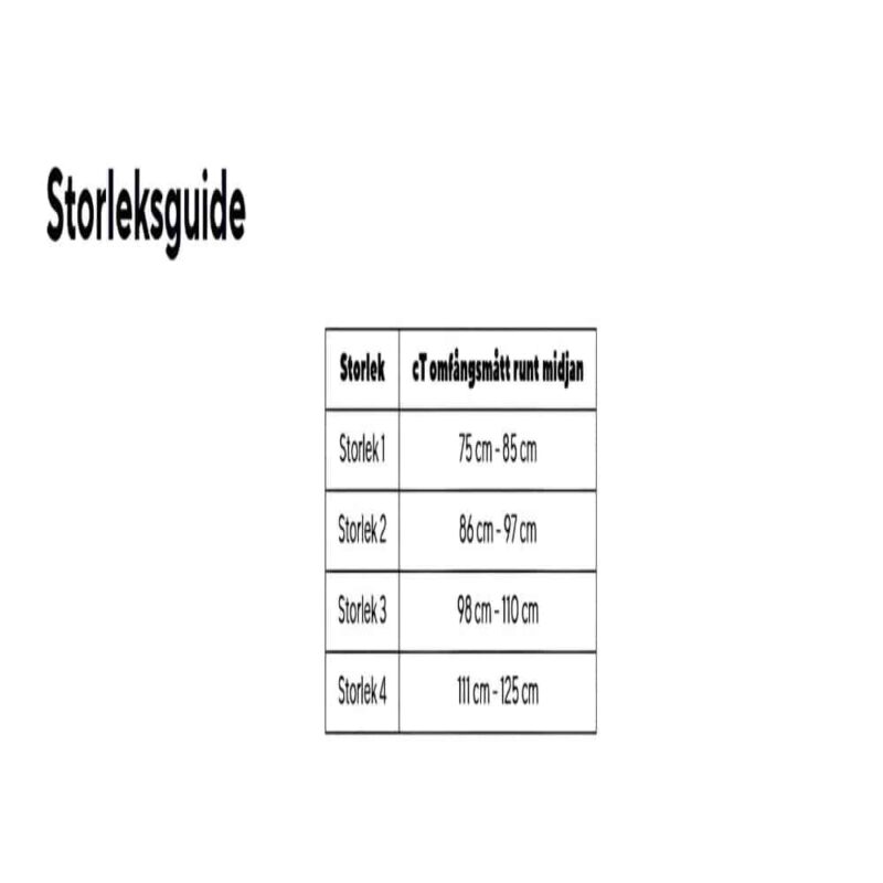 Bråckband vid ljumskbråck storlek 1 – storleksguide Storleksguide för Bråckband vid ljumskbråck storlek 1 med höftmått 75–85 cm