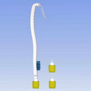 Fotborste med svamp och långt handtag med utbytbara svampar och sidoborste