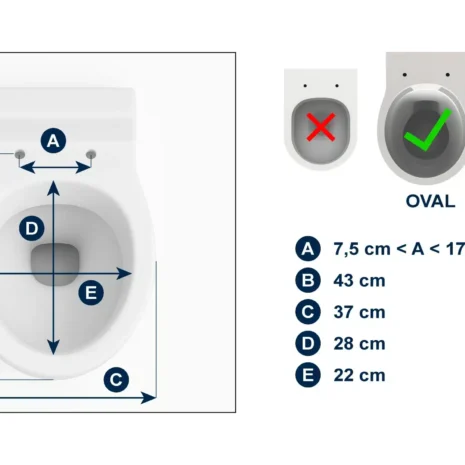 Toalettsitsförhöjare 5 cm med lock vit passform Toalettsitsförhöjare 5 cm med lock vit med illustration av passform och mått VI HP