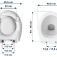 Toalettsitsförhöjare med lock vit med måttillustration för passform VI HP