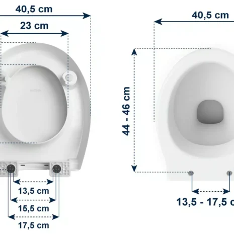 Toalettsitsförhöjare med lock vit mått Toalettsitsförhöjare med lock vit med måttillustration för passform VI HP