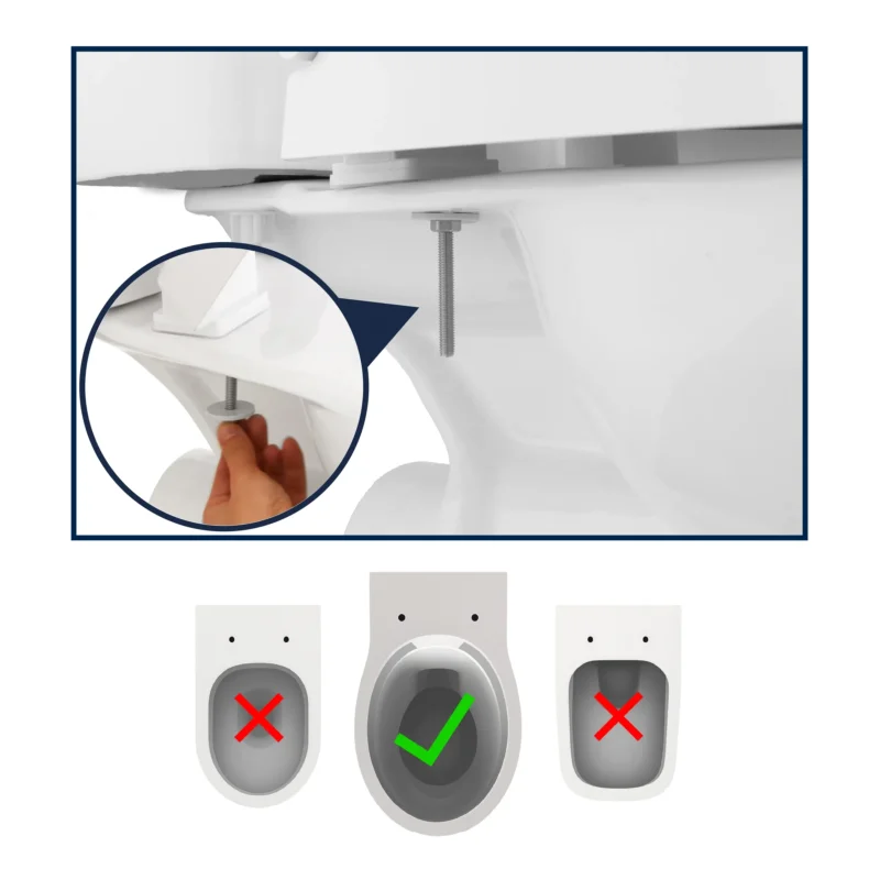 Toalettsitsförhöjare med lock vit montering Toalettsitsförhöjare med lock vit visad vid montering från undersidan av WC VI HP