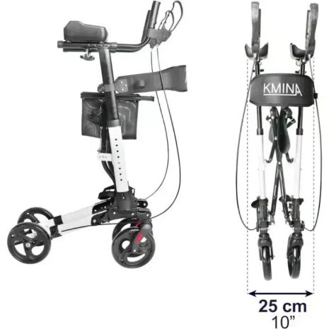 Rollator med armstöd svart fram och bak vy med justerbara armstöd och bromsar VI HP Rullator med armstöd Rollator med armstöd svart fram och bak vy med justerbara armstöd och bromsar VI HP