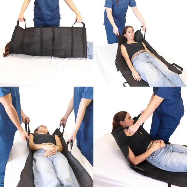 Transfereringslakan används för förflyttning av person i liggande position Transfereringslakan används för förflyttning av person i liggande position