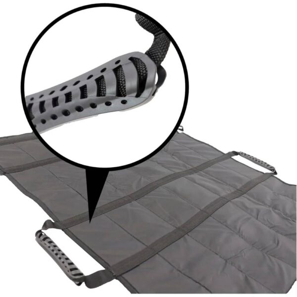 Transfereringslakan med förstärkta handtag och textilkonstruktion i nylon Transfereringslakan med förstärkta handtag och textilkonstruktion i nylon