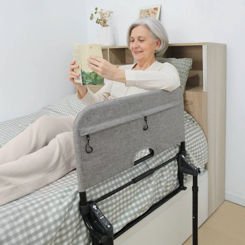 Sänggrind fällbar med ben användning i säng för extra stöd
