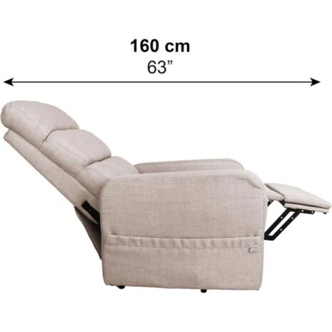 Elektrisk relaxfåtölj beige mått liggläge 160 cm Elektrisk relaxfåtölj beige mått liggläge 160 cm