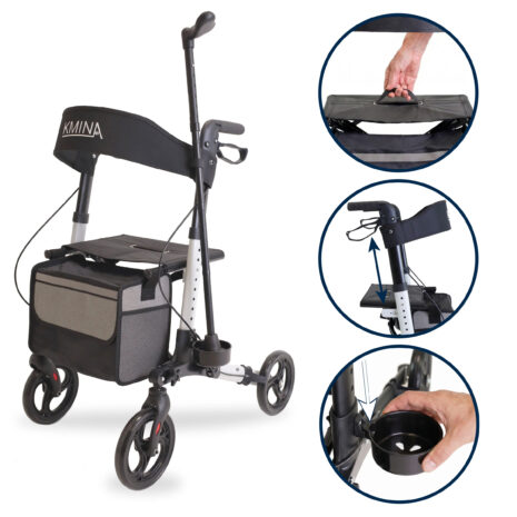 Rullator Advance med sits, väska, käpphållare och praktiska detaljer Rullator Advance med sits, väska, käpphållare och praktiska detaljer