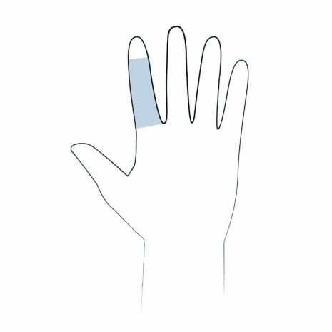 Cicatrex fingertub storlek 2 med storleksillustration för fingerbas 29 till 31 mm Cicatrex fingertub storlek 2 med storleksillustration för fingerbas 29 till 31 mm