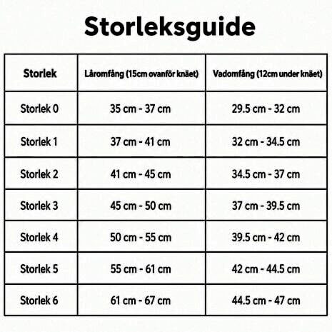 Knäskydd GenuPro Comfort storlek 6 storleksguide med mått Knäskydd GenuPro Comfort storlek 6 storleksguide med mått